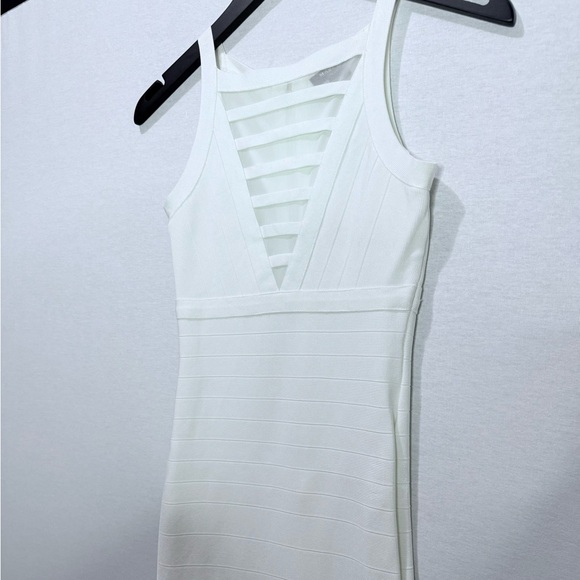 MARCIANO White Bandage Bodycon Midi Dress with Mesh Front Detail - Picture 5 of 11